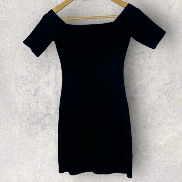 Sezane Coraline Dress Black Size XS Minimalist French Sweetheart V-Neck Bodycon - Picture 6 of 12